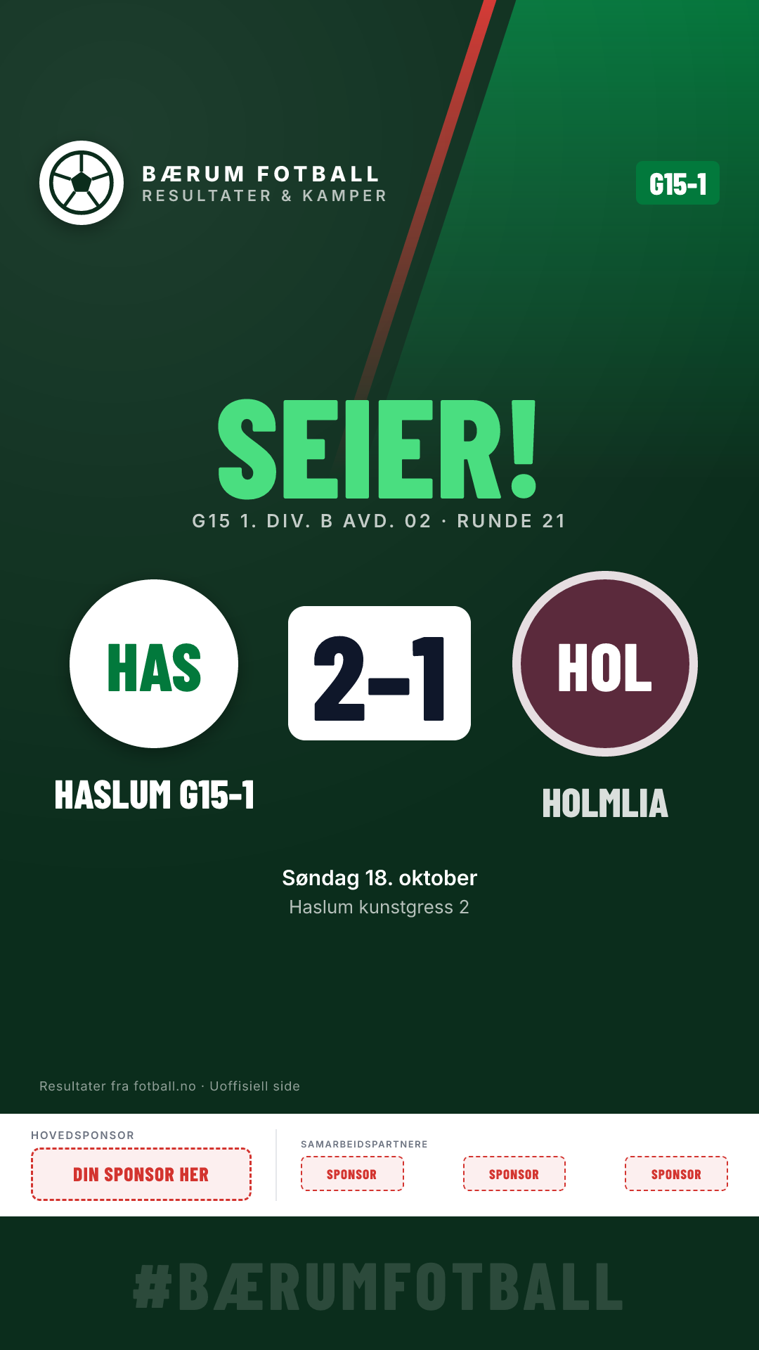 G15-1: Haslum G15-1 2–1 Holmlia G15-1