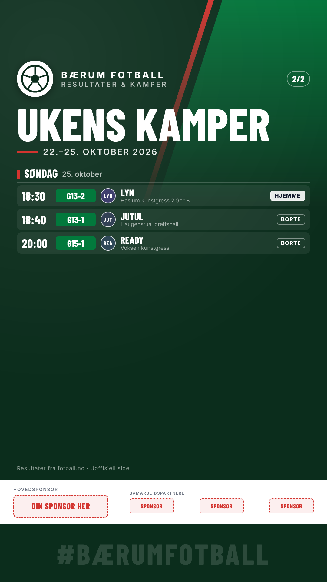 Ukens kamper (12 kamper)