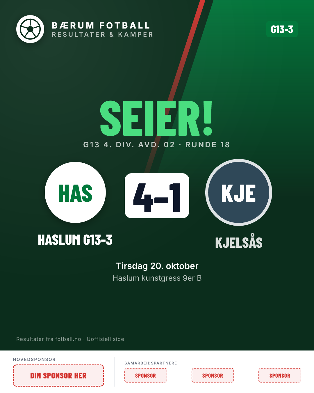 G13-3: Haslum G13-3 4–1 Kjelsås G13-4
