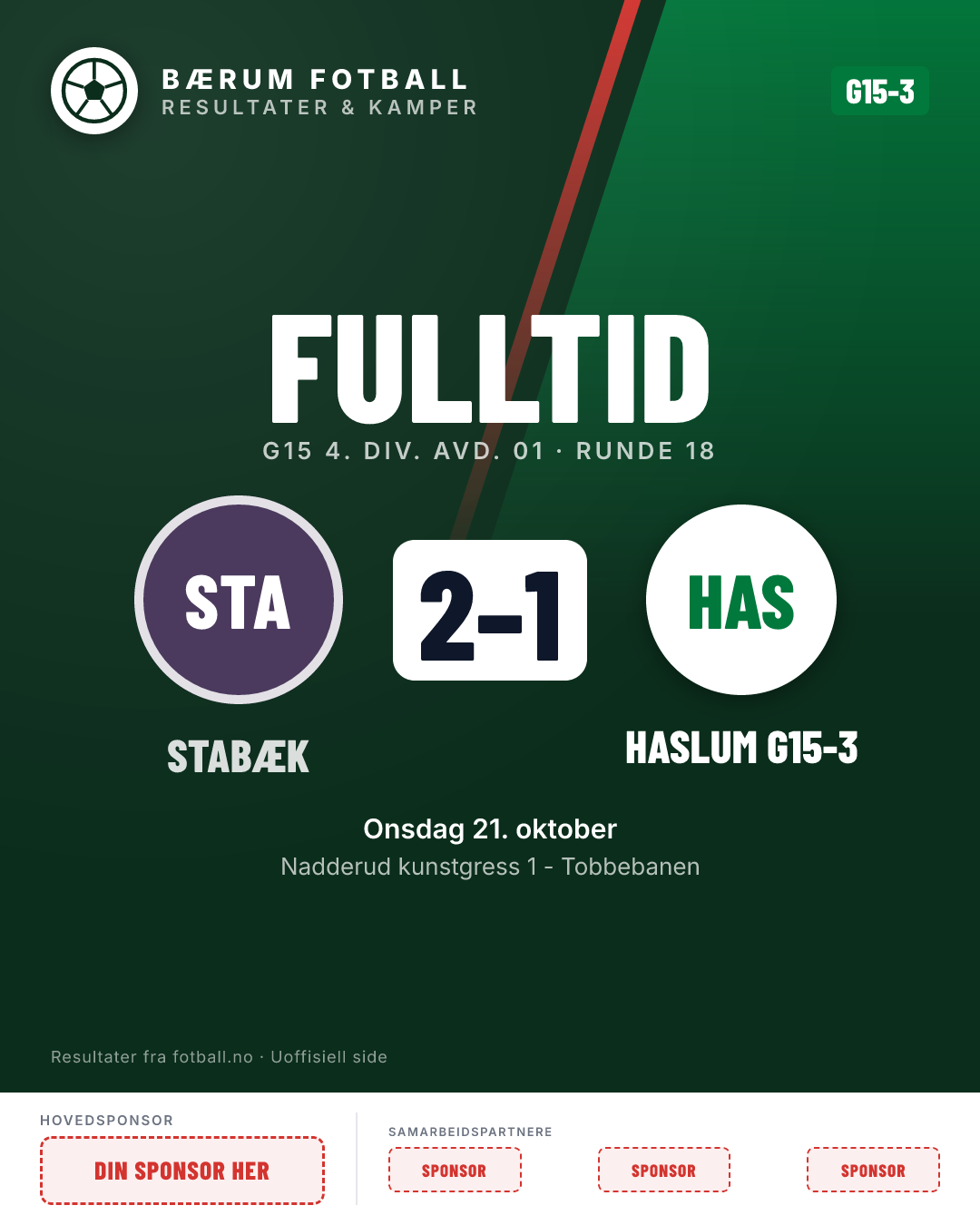 G15-3: Stabæk G15-2 2–1 Haslum G15-3