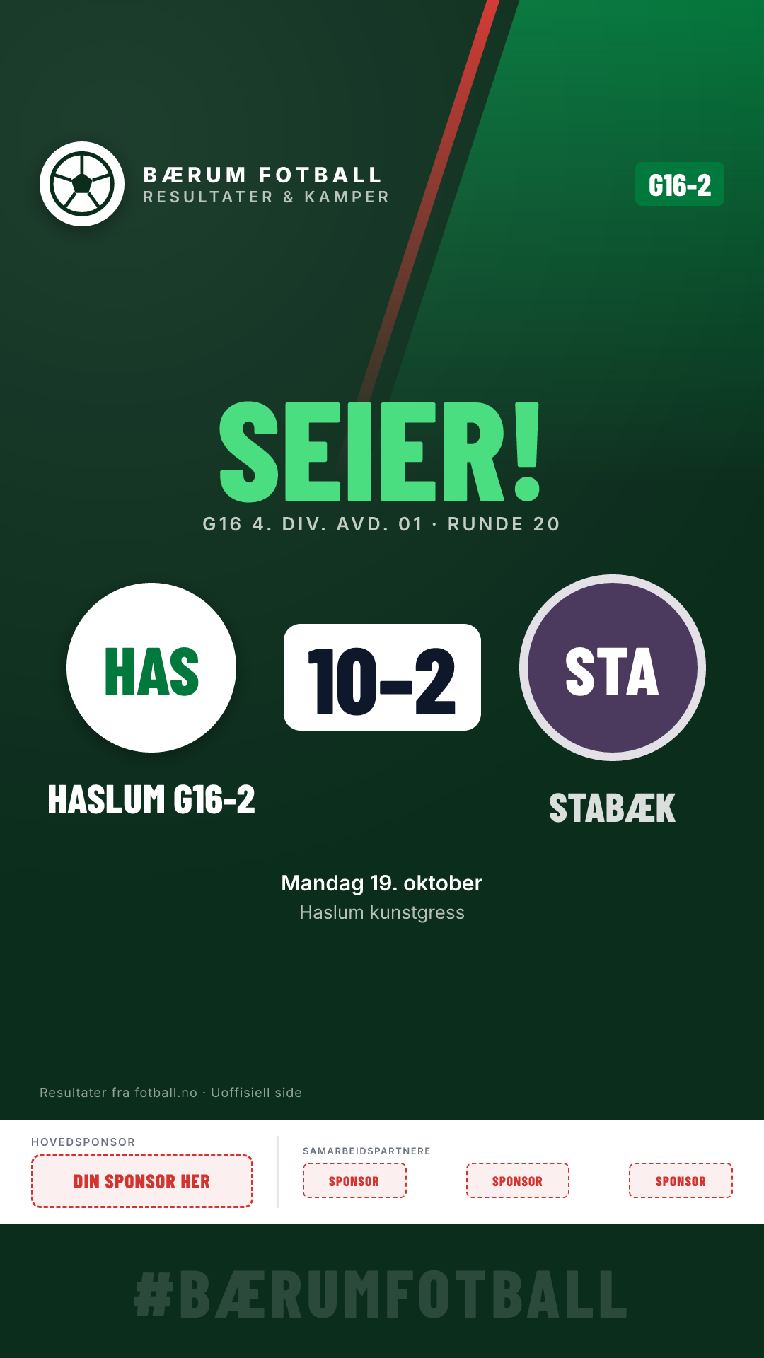 G16-2: Haslum G16-2 10–2 Stabæk G16-4