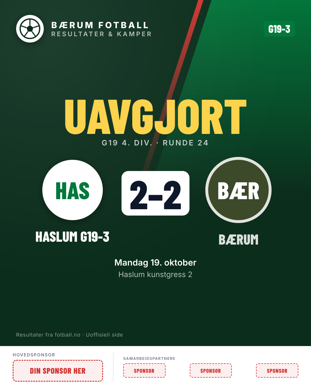 G19-3: Haslum G19-3 2–2 Bærum G19-3