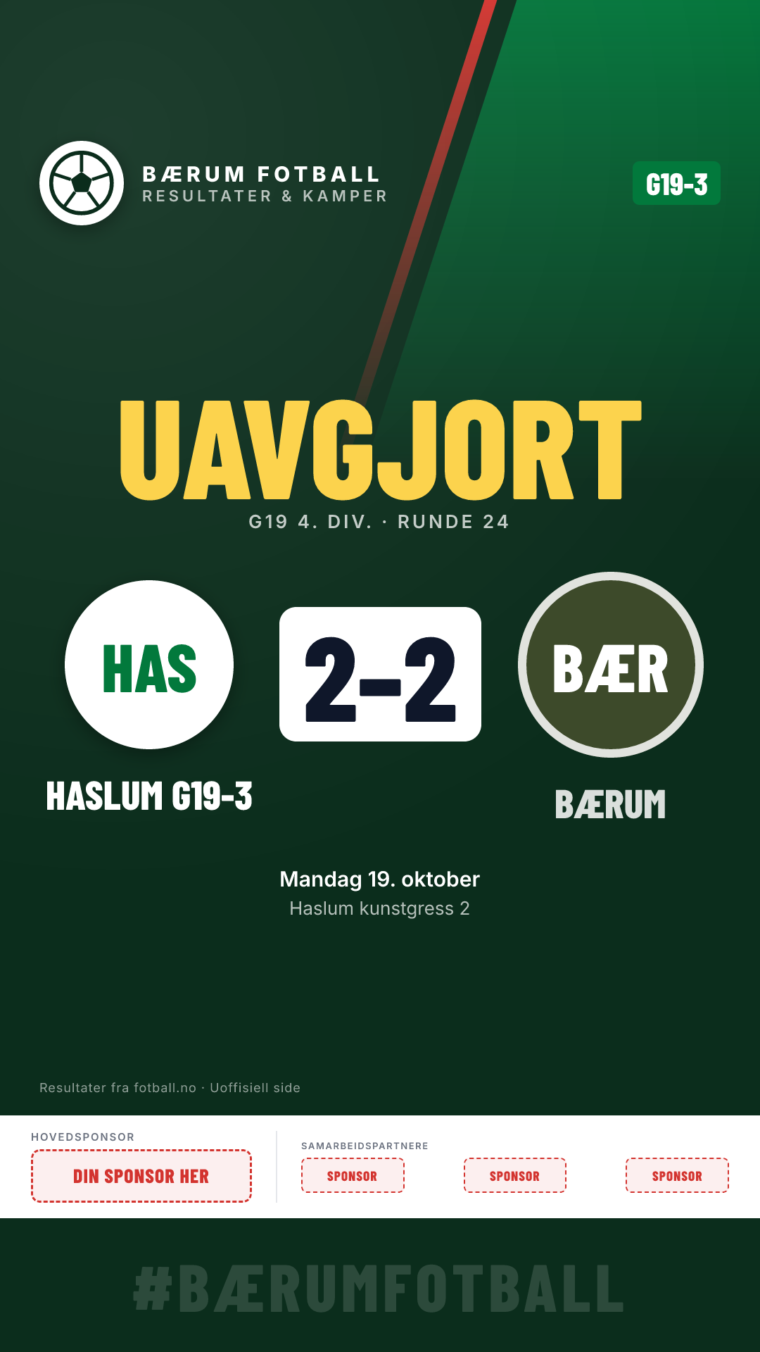 G19-3: Haslum G19-3 2–2 Bærum G19-3