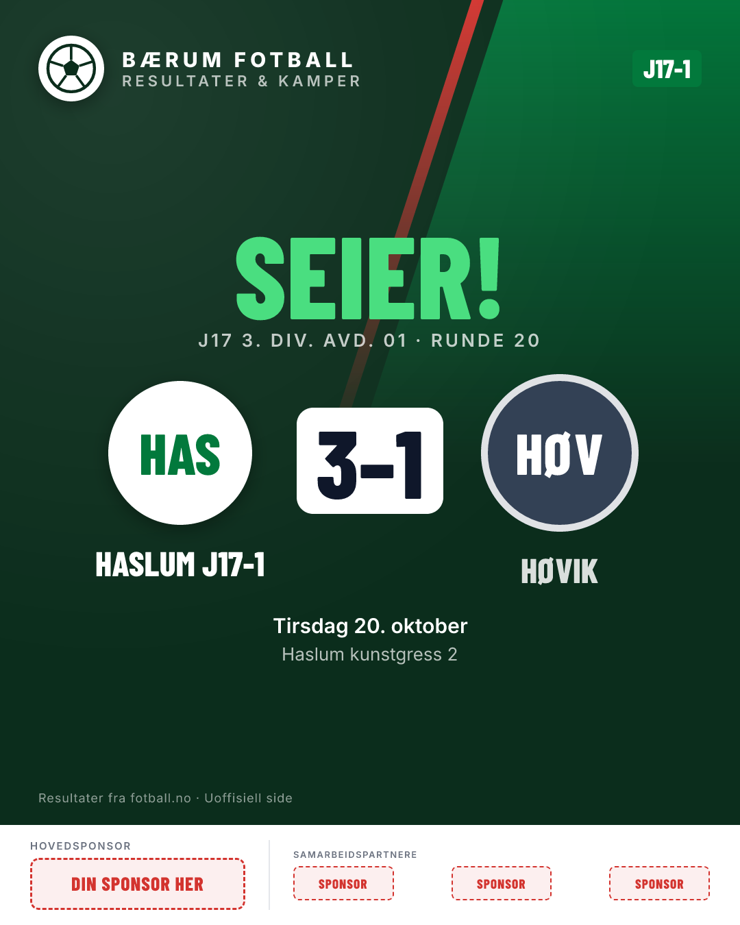J17-1: Haslum J17-1 3–1 Høvik J17-2