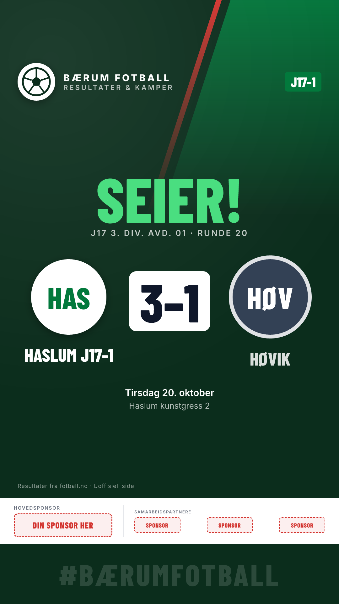 J17-1: Haslum J17-1 3–1 Høvik J17-2